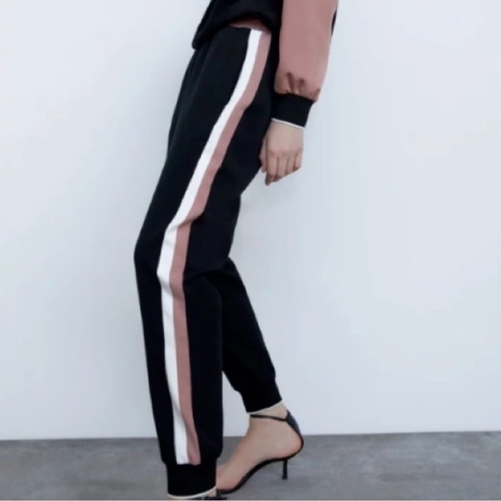Zara Black and Pink Joggers Size XL